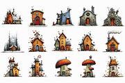 Whimsical Christmas House Clipart, an Illustration by Libby Wishes (Thumbnail 2 of 7)