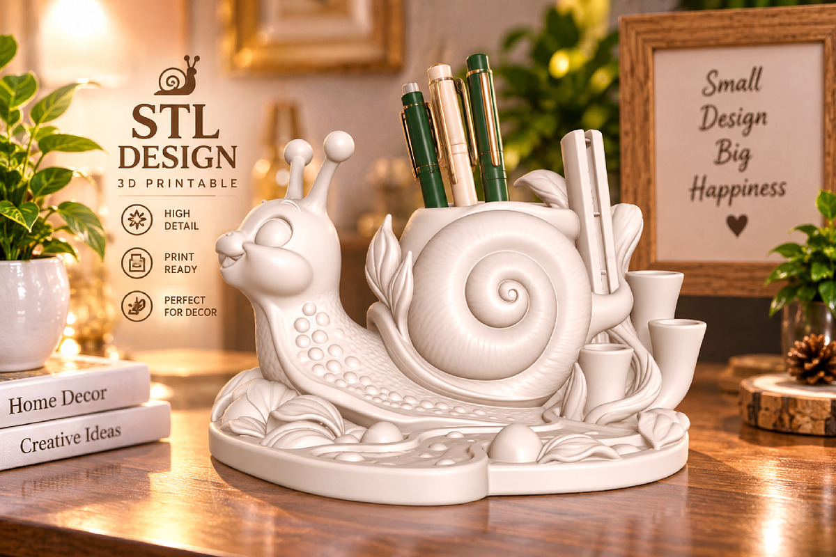 Snail Pen Holder 3D Print STL, an Animal 3D Model by Creative Art (Photo 1 of 3)