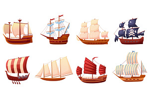 Old wooden sailboats. Vintage, a Transportation Illustration by LadadikArt