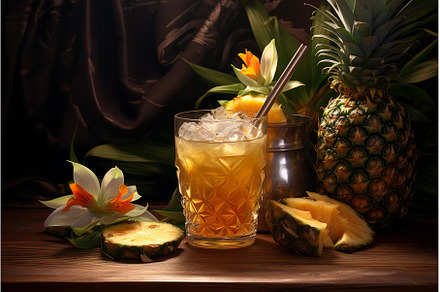 Exotic pineapple drink with tropical, a Food & Drink Photo by Ylivdesign