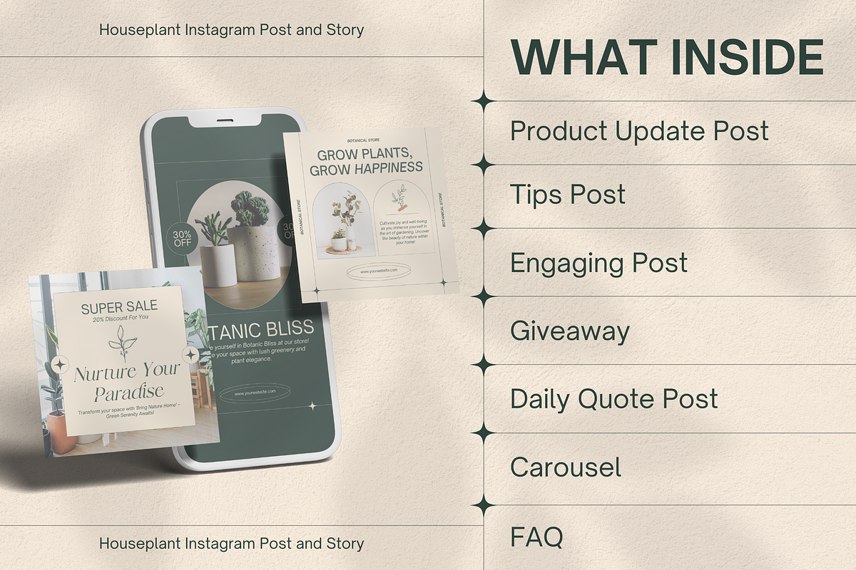 120 Houseplant Instagram Template, a Social Media Template by Branding Victory STD (Photo 2 of 10)