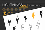 Lightnings Icons Set, an Outline Icon by Boyko Pictures (Thumbnail 1 of 7)