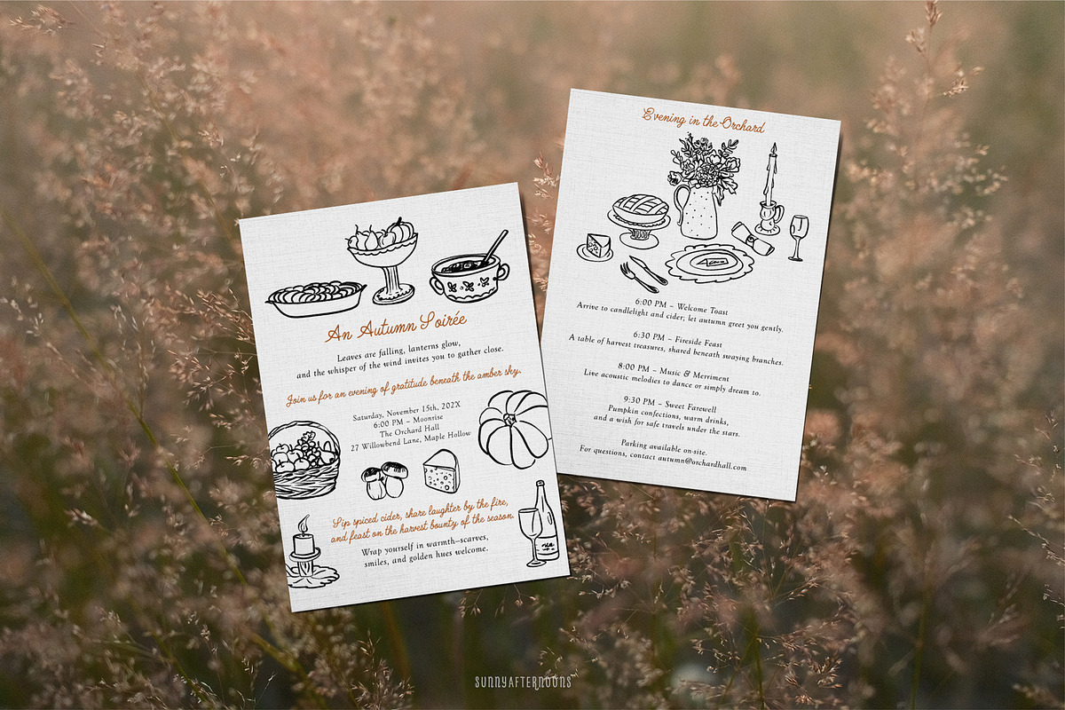 Whimsy Fall Handdrawn Autumnal Icons, a Decorative Illustration by SunnyAfternoons (Photo 2 of 11)