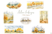 Watercolor fall landscapes & trees., an Illustration by Elena Medvedeva (Thumbnail 2 of 8)