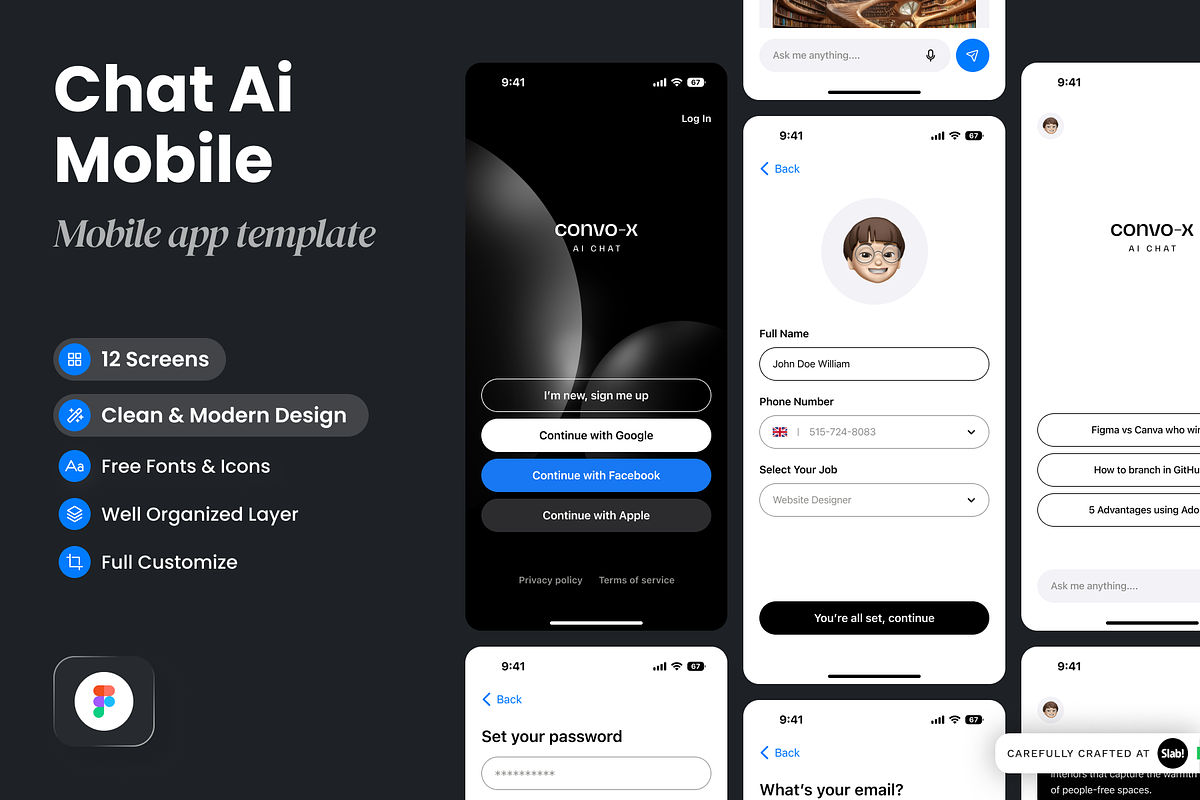 Convo - AI Chat Mobile App, an App Template by SLAB! Design (Photo 1 of 5)