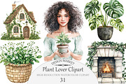 Watercolor Plant Lover Clipart, an Illustration by Design Market (Thumbnail 1 of 4)
