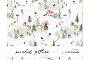 Ski Resort Mountains Snow pattern, a Pattern Graphic by Milatoo (Thumbnail 1 of 3)