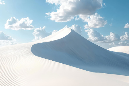 Expansive white sand dune under a cl, a Photo by Tanuart