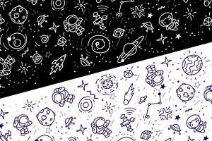 Kid Space Patterns Vector Set