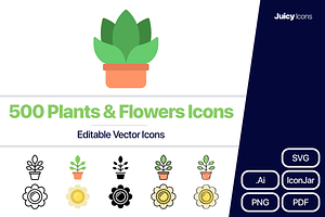 500 Plants & Flowers Vector Icons