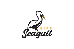 Simple Vintage Bird Seagull Logo