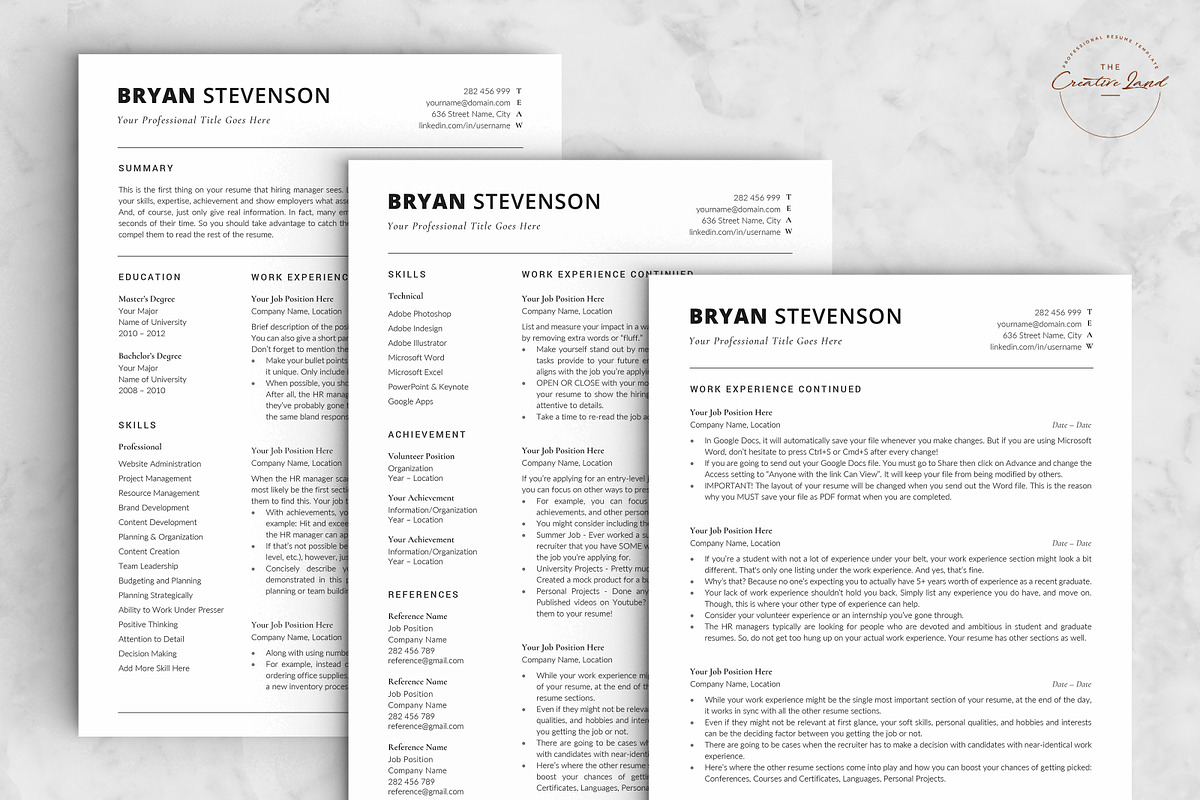 Resume/CV - The Bryan, a Resume Template by CreativeLandStudio (Photo 5 of 9)