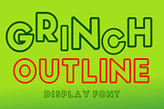 Grinch Outline, a Font by Fourteen Letter (Thumbnail 1 of 7)