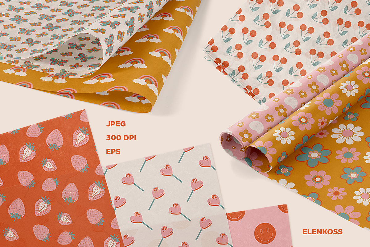 Stay Groovy Retro Clipart &Lettering, an Object Graphic by ElenKoss (Photo 6 of 10)