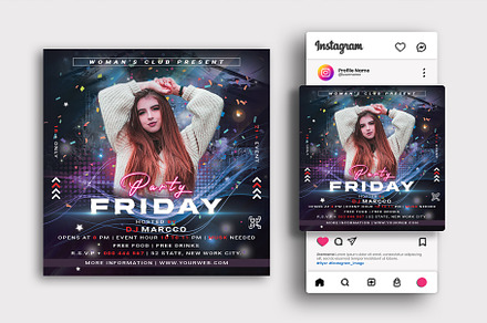 Friday Party Flyer, Nightclub Flyer