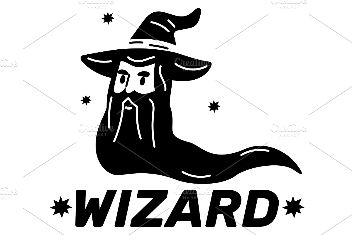 Black icon of magical sorcerer, a Person Illustration by Vectorbuum