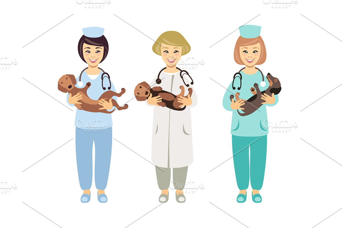 Veterinarians with dogs, an Animal Illustration by Crazy nook
