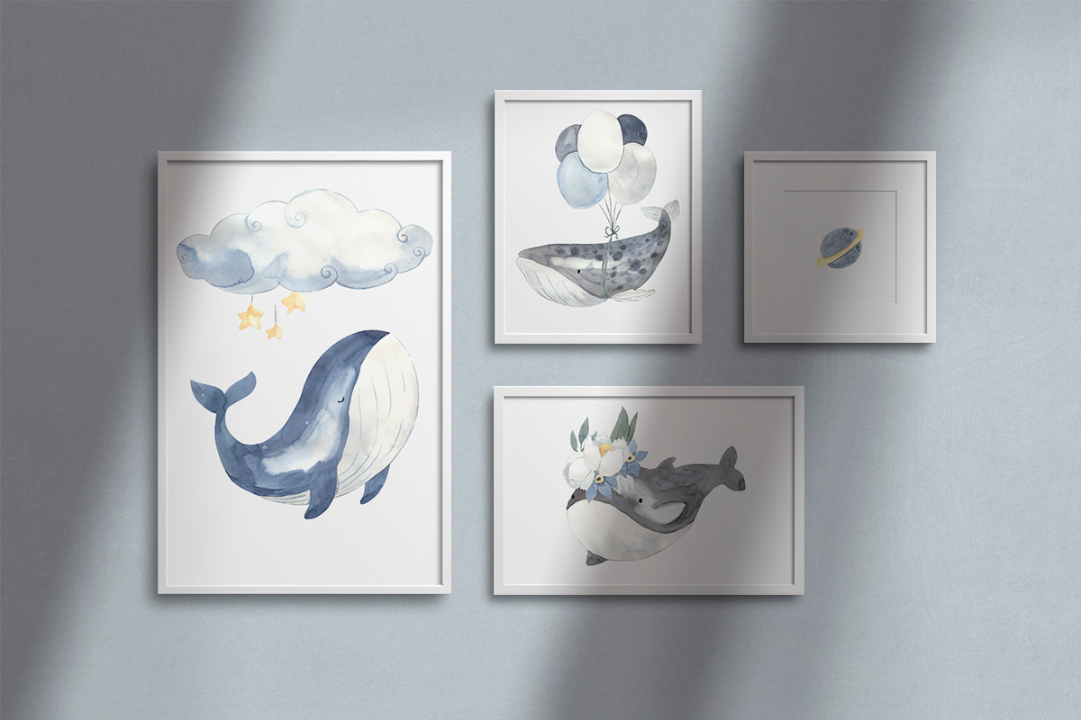 WHALES watercolor collection, an Animal Illustration by OlliArtDesign (Photo 6 of 9)