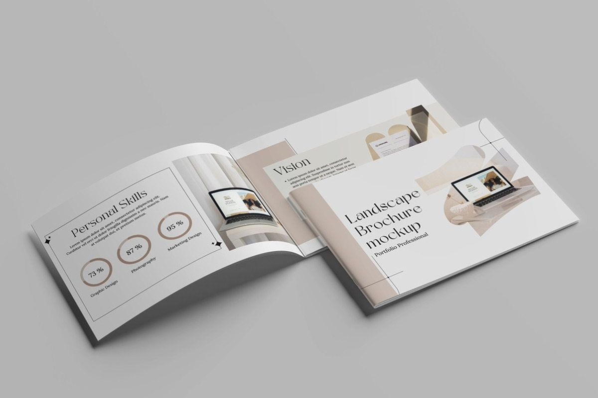 A4 Landscape Brochure Mockup, a Books & Magazine Mockup by Tokobeta (Photo 3 of 9)