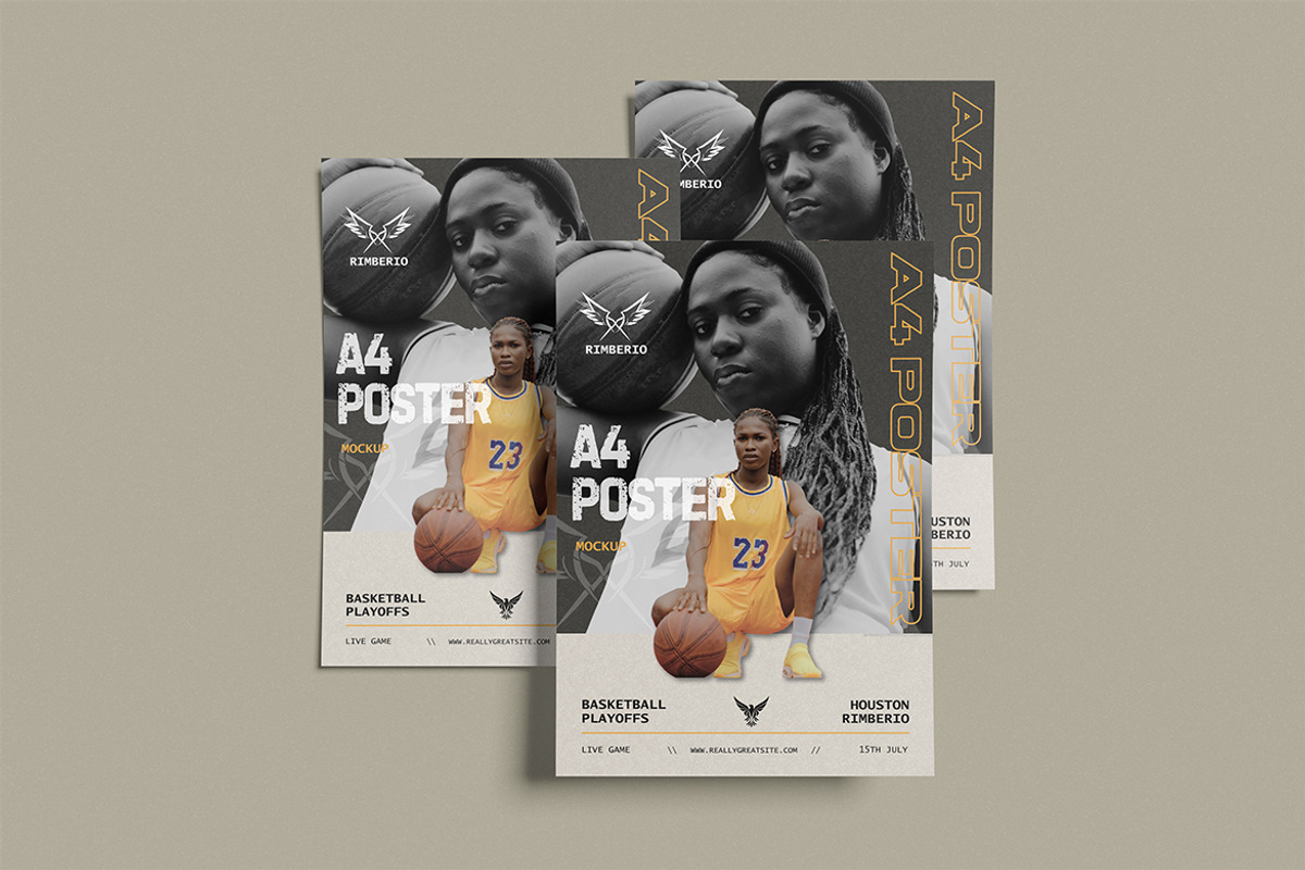 A4 Poster Mockup, a Books & Magazine Mockup by HanaSaka_Studio (Photo 3 of 5)