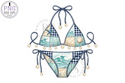 Nautical Coastal Bikini PNG, a Work Illustration by Black Bird Studio (Thumbnail 1 of 4)
