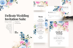 Delicate Wedding Invitation Suite, an Invitation Template by Azka Creative