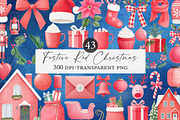 Festive Red Christmas Watercolor, an Illustration by Designworld (Thumbnail 1 of 5)