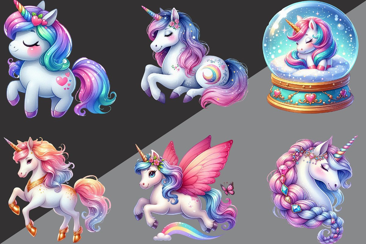 Fantasy Unicorn Clipart, an Illustration by Black Bird Studio (Photo 6 of 6)