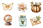 Brown Halloween & White Roses Clipar, an Illustration by CreationArt (Thumbnail 4 of 5)