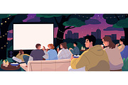 Night open-air cinema with movies, a Person Illustration by PaperTrident (Thumbnail 1 of 3)