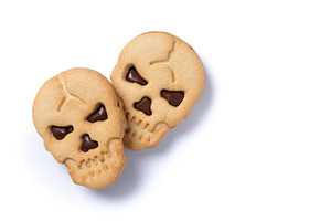 Halloween skull cookies with chocolate, a Photo by etorres69
