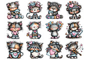 Valentine Cat Clipart, an Illustration by Design Market (Thumbnail 2 of 3)