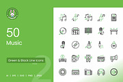 Music Green & Black Icons, an Icon by IconBunny (Thumbnail 1 of 2)