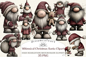 Whimsical Christmas Santa Clipart, an Illustration by DreamCafeArt
