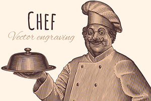 Chef. Vector Engraving