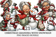 Christmas Grandma with Snowman, an Illustration by Craft Nest (Thumbnail 1 of 9)