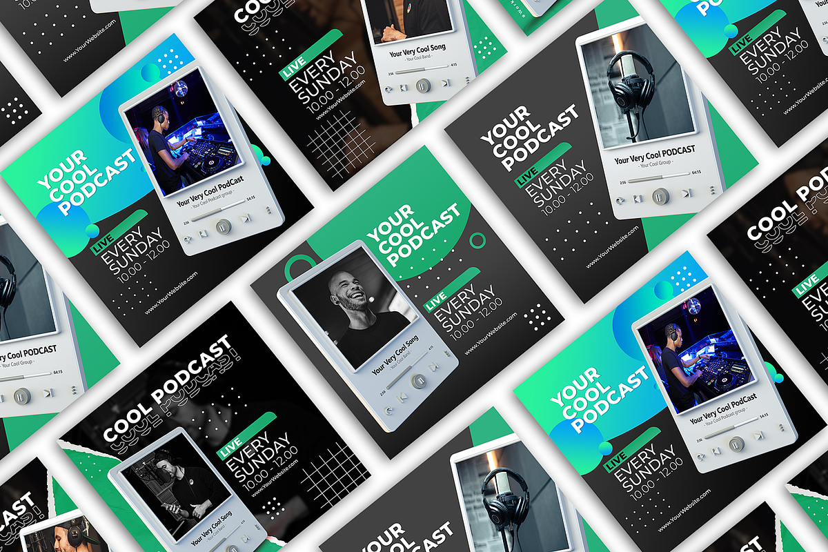 Live stream podcast instagram post, a Social Media Template by Artpaper (Photo 2 of 4)