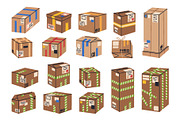 Flat vector cardboard boxes, an Object Illustration by Torontotokio (Thumbnail 4 of 4)