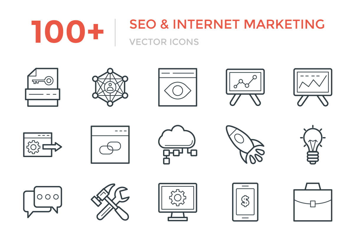 100+ SEO and Internet Marketing Icon, an Outline Icon by Vectors Market (Photo 1 of 3)