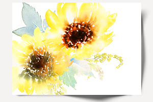 Set Of Watercolour Sunflowers / DIY