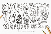 Magic mushrooms line art, a Food Illustration by harmonia_green_art (Thumbnail 11 of 11)