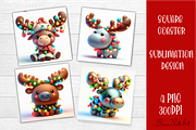 3D Christmas Coaster Sublimation, an Animal Illustration by ElenazlataArt (Thumbnail 3 of 9)