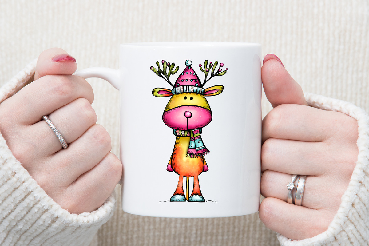 Whimsical Christmas Reindeer Clipart, an Illustration by Sublimation Artist (Photo 5 of 6)