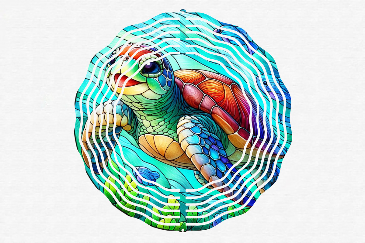 Stained Glass Turtles Sublimation, an Illustration by CraftArtStudio (Photo 2 of 6)