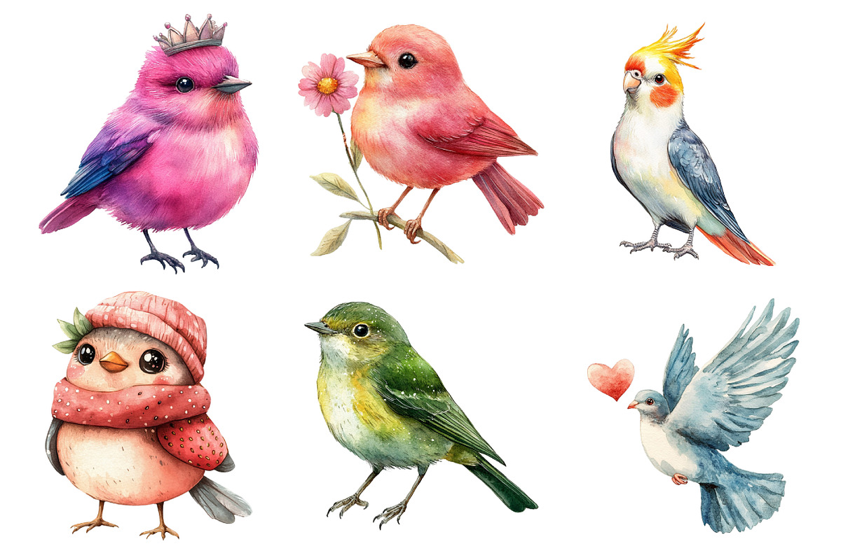 Cute Birds Clipart, an Illustration by Daily.Designs (Photo 2 of 5)