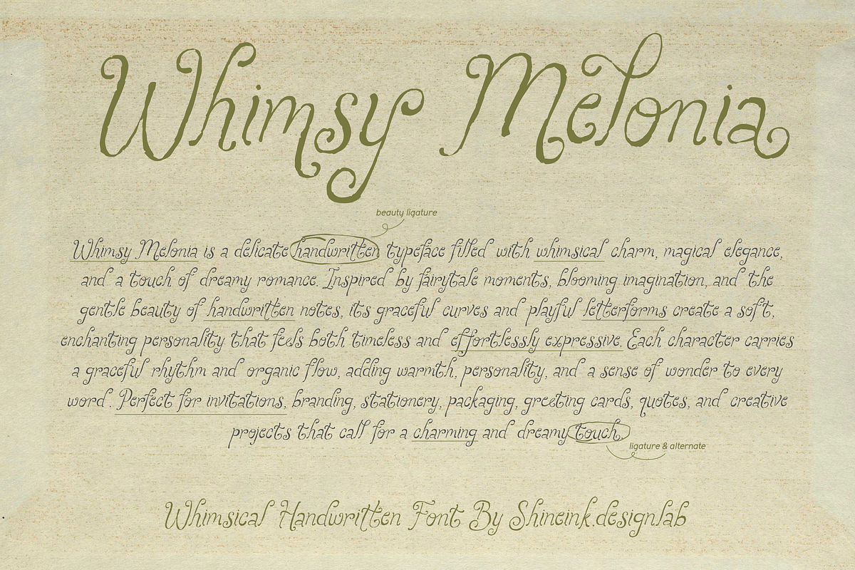 Whimsy Melonia – Whimsical Font, a Handwritten Font by shineink.designlab (Photo 5 of 14)
