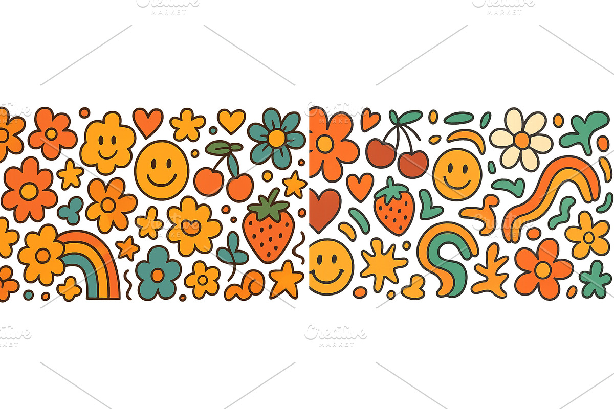 Colorful doodle patterns featuring, an Illustration by ZinetroN