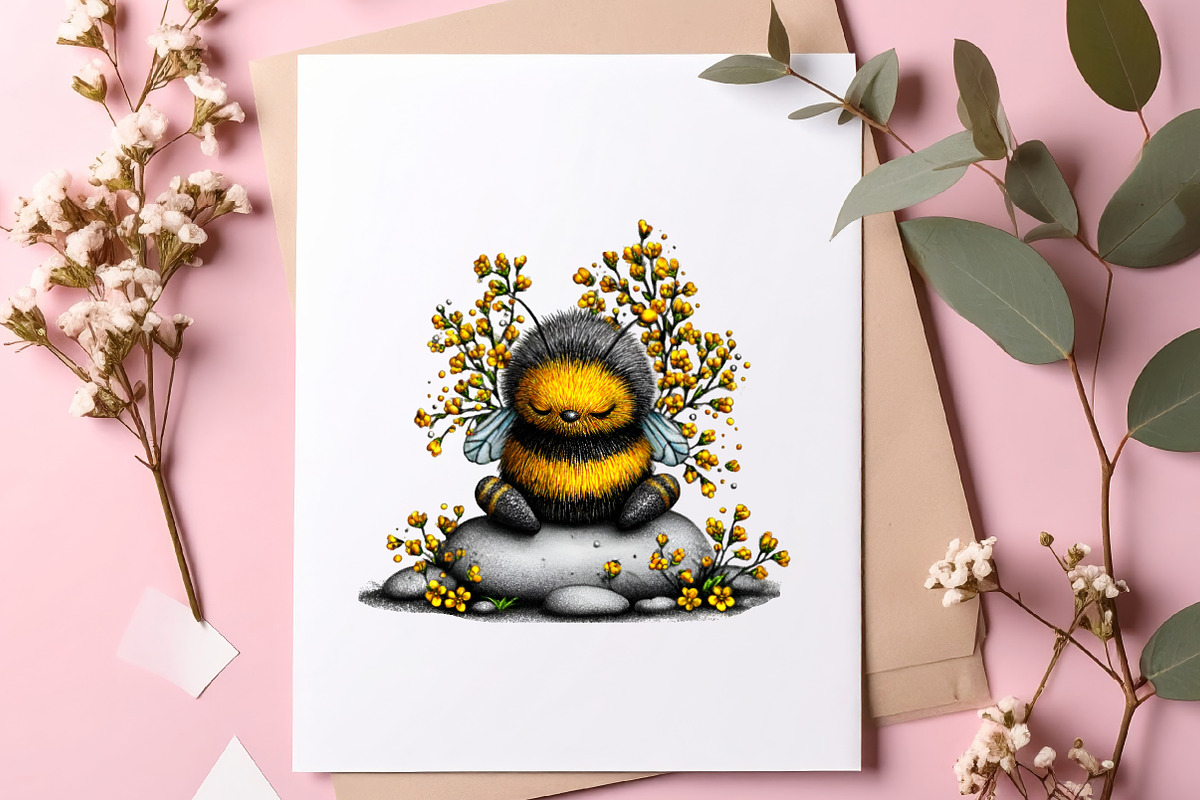 Watercolor Spring Bees Clipart, an Illustration by SinaCreation (Photo 7 of 8)