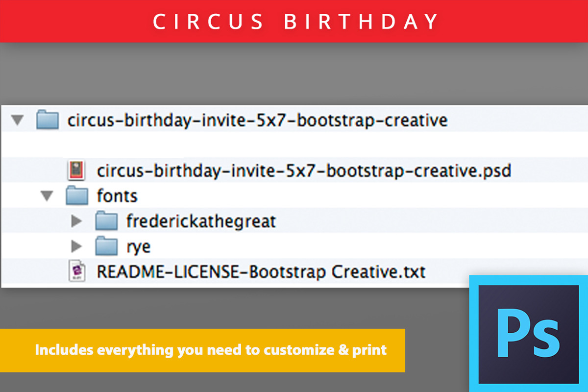 Circus Theme Invitation PSD Template, an Invitation Template by BootstrapCreative (Photo 2 of 2)