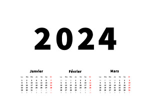 2024 Year Simple Vertical In French